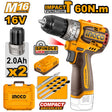 INGCO 16V compact brushless cordless impact drill – CIDLI16682