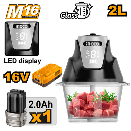 INGCO 16V cordless 2L mini chopper, mincer, grinder – CFP029K