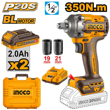 INGCO P20S 20V 1/2 inch cordless impact wrench 350Nm – CIWLI2035