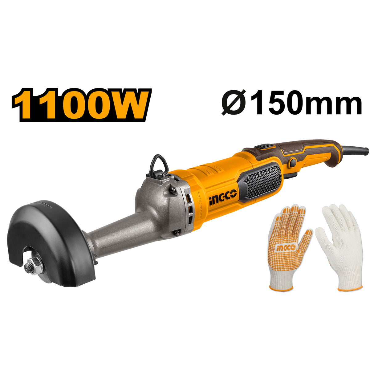 INGCO 1100W straight grinder with gloves, 5000rpm 220-240V – SG11008