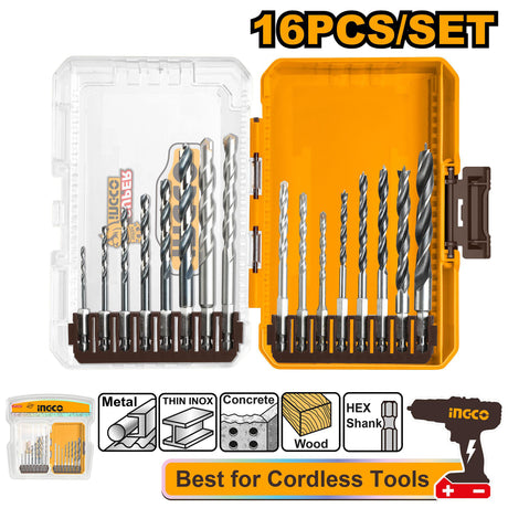 INGCO 16pcs metal and wood multifunction drill bits set – AKDL11606