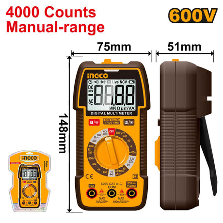 INGCO True RMS 4000 counts digital multimeter CAT III 600V – DM36002