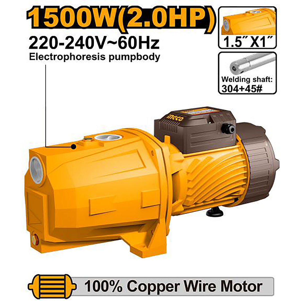 INGCO 1500W 2.0HP self-priming jet pump JP150068-5