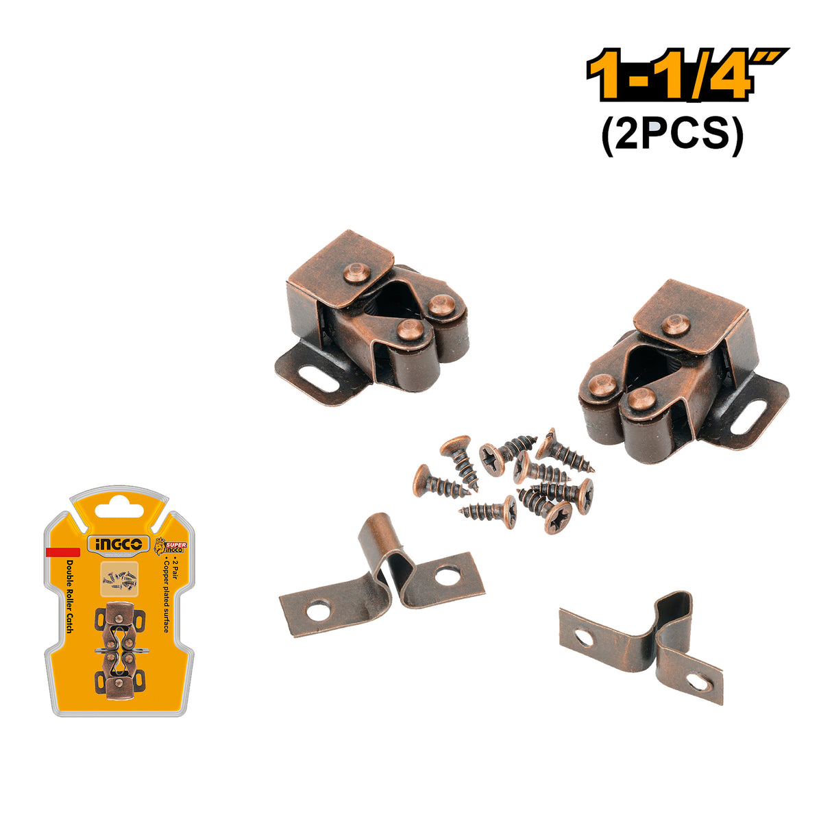INGCO 2pcs double roller catch 1-1/4in 0.6mm thickness HRA2304