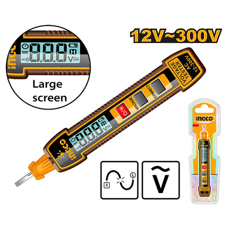 INGCO AC 12–300V digital tester pencil with sound and light alarm HSDT33001