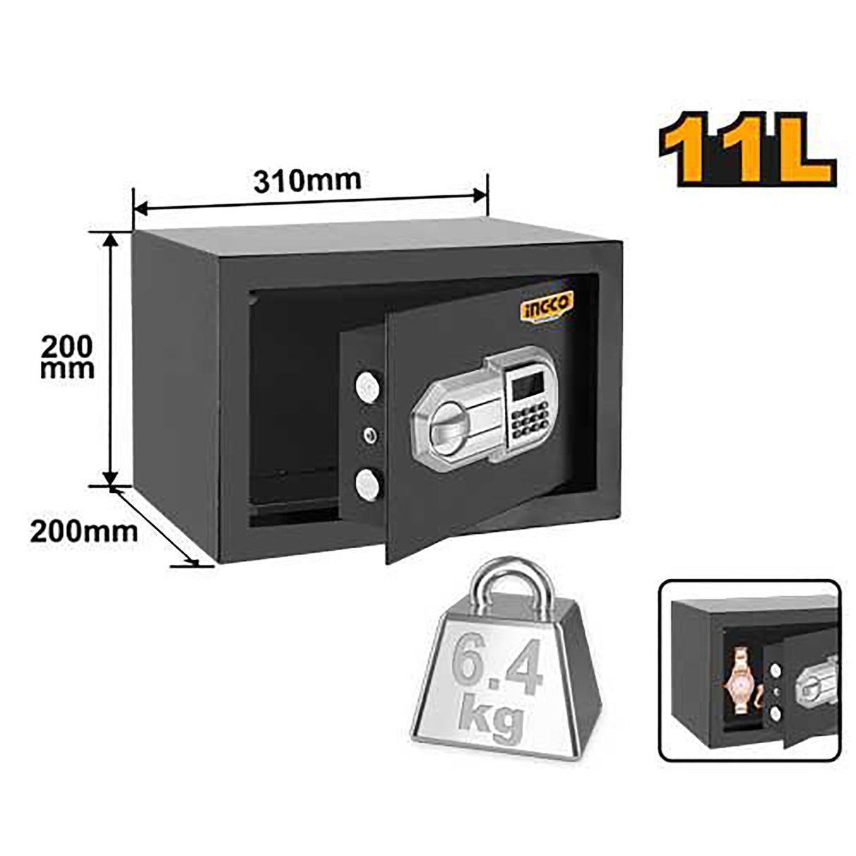 INGCO 11L electronic digital security safety box vault ESF2002