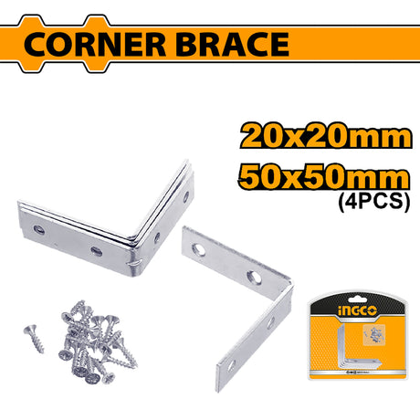INGCO 4pcs stainless steel angle bracket cabinet joint corner brace HCB2020