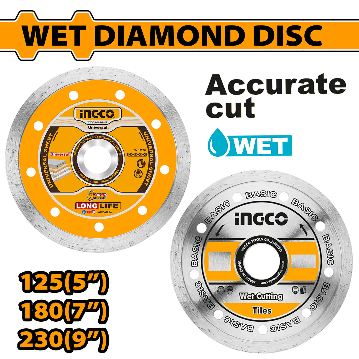 INGCO wet diamond cutting disc set for tile cutter assorted sizes DMD021252