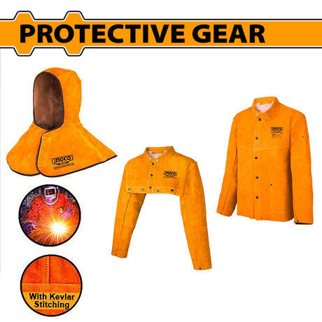INGCO cowhide leather welding protective cap cape sleeve 1.1–1.3mm HGV0301