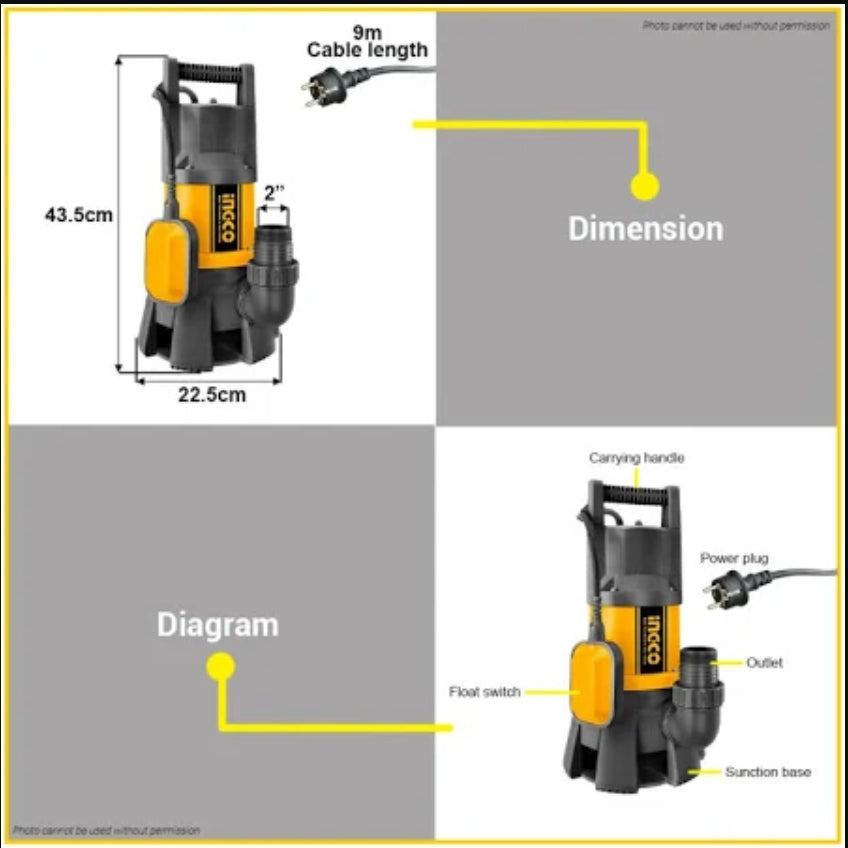 1.5Hp Submersible Sewage Water Pump SPD10001-5 ING-WP