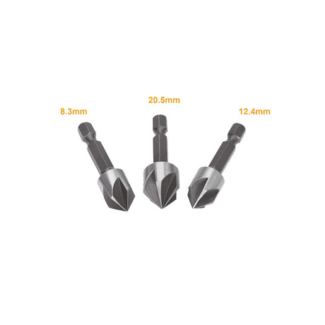 INGCO countersink drill bit set HSS 8.3mm, 12.4mm, 20.5mm