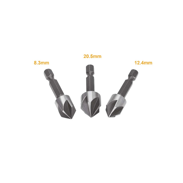 INGCO countersink drill bit set HSS 8.3mm, 12.4mm, 20.5mm