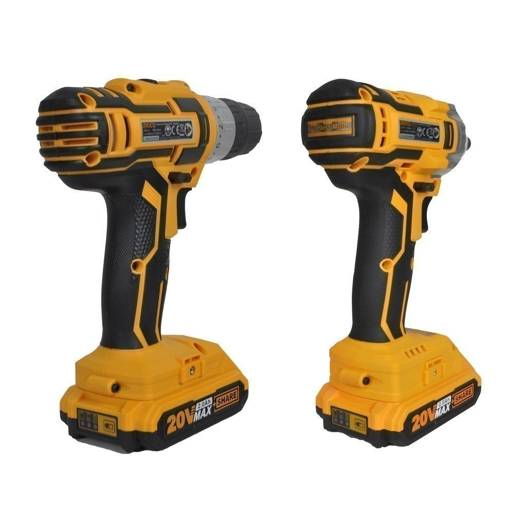 Ingco by Winland P20S 20S Lithium-Ion Combo Kit Cordless Drill and Impact Wrench CKLI2007 ING-CT