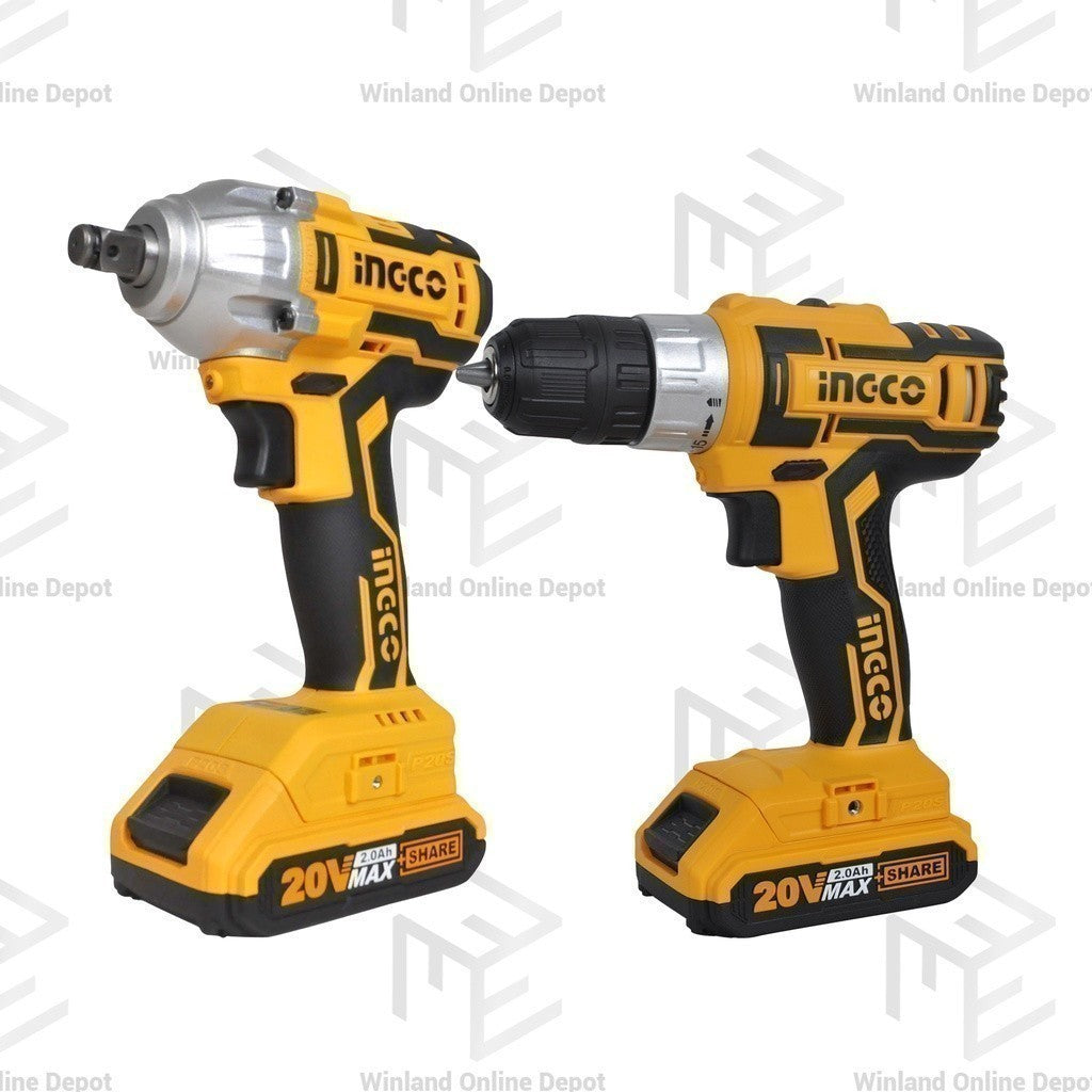 Ingco by Winland P20S 20S Lithium-Ion Combo Kit Cordless Drill and Impact Wrench CKLI2007 ING-CT