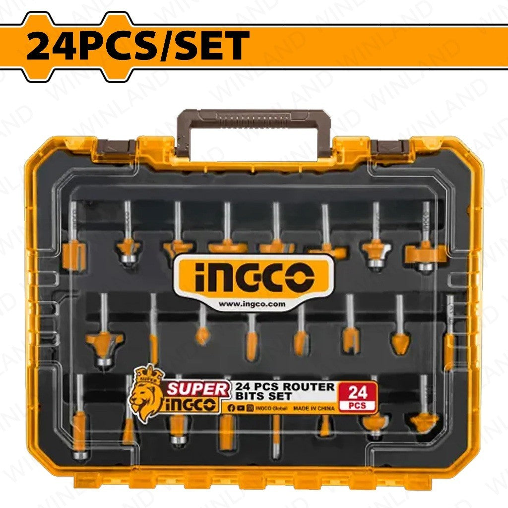 Ingco 24PCS/SET 1/2inches-1/4inches Router Bits Set Shank for Wood ING-HT