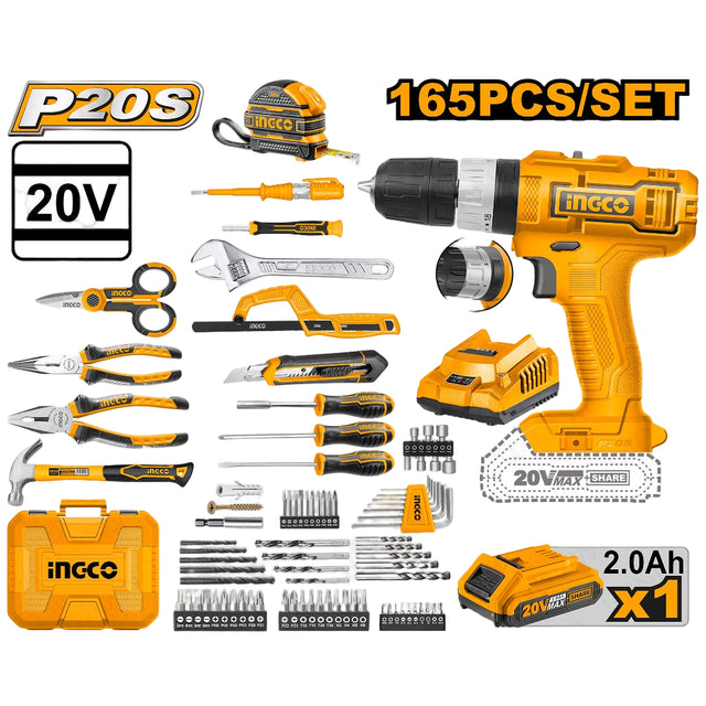 INGCO Lithium-Ion Impact Drill with 165pcs Tools Set HKTHP11651