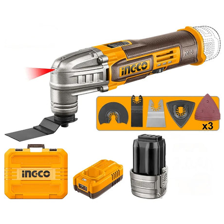 INGCO CMLI16222 16V cordless multi-tool kit with 2x 2.0Ah batteries