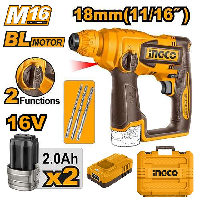 Ingco by Winland 16V M16 lithium-ion cordless rotary hammer drill
