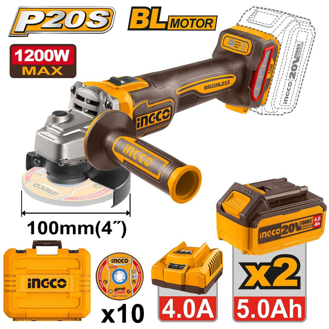 Ingco by Winland P20S 20V cordless brushless angle grinder