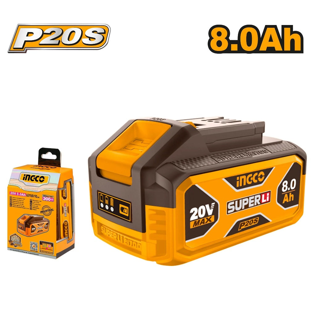 Ingco by Winland P20S 20V 8.0Ah lithium-ion battery pack for cordless power tools