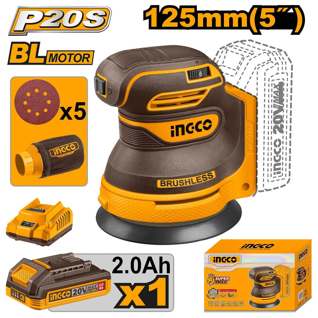 P20S/20V Lithium-Ion 125mm(5") Cordless Random Orbit Sander ING-CT