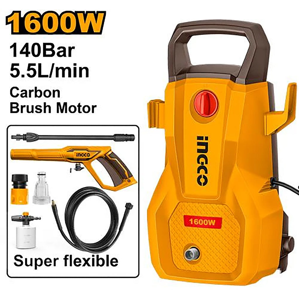 INGCO HPWR16008P 1600W high pressure washer, 140 bar / 2030 PSI