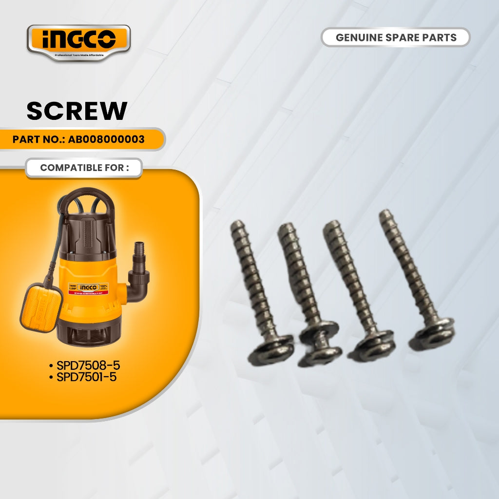INGCO AB008000003 Screw for SPD7508-5 Sewage Submersible Pump 750W (1.0HP) ING-SP