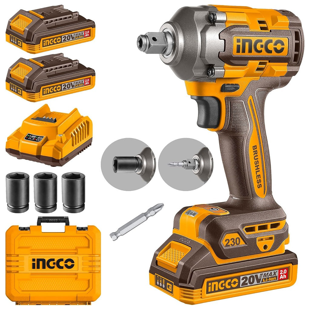 INGCO CIWLI20236 20V cordless wrench & impact driver, brushless motor