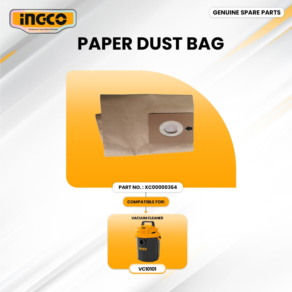 INGCO XC00000364 Paper Dust Bag for VC10101 Vacuum Cleaner 1000W ING-SP
