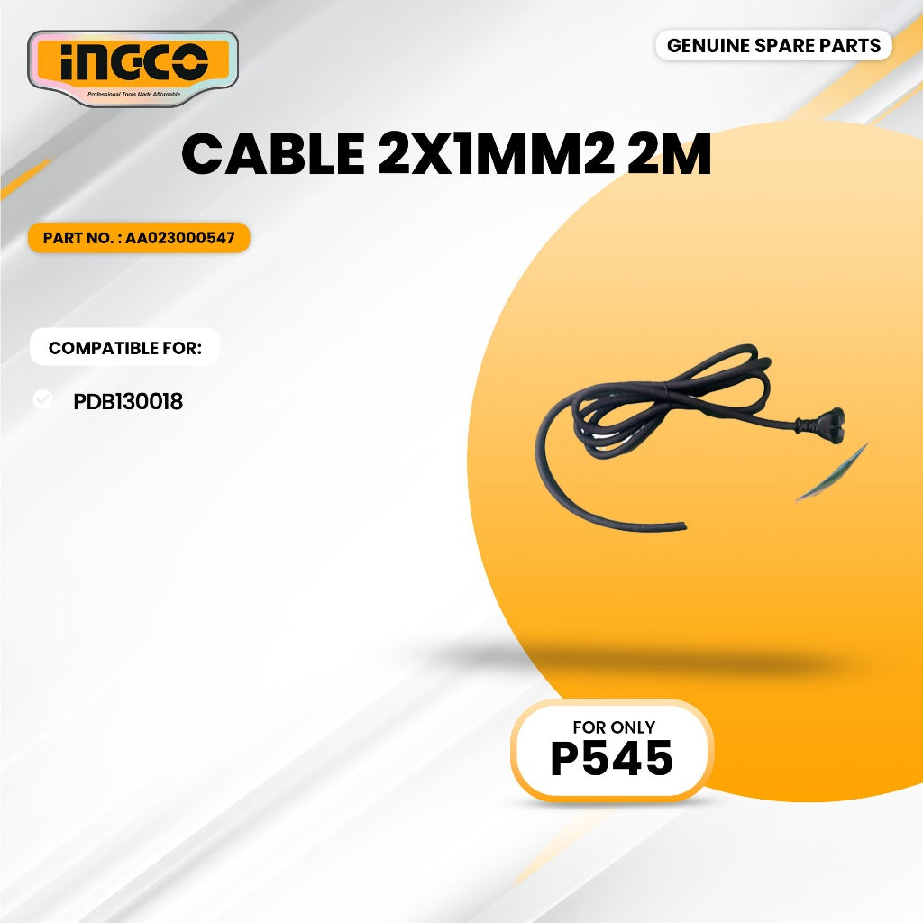 INGCO AA023000547 Cable 2X1M m2 2M for PDB130018 Demolition Breaker 1300W ING-SP