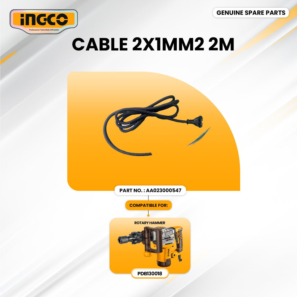 INGCO AA023000547 Cable 2X1M m2 2M for PDB130018 Demolition Breaker 1300W ING-SP