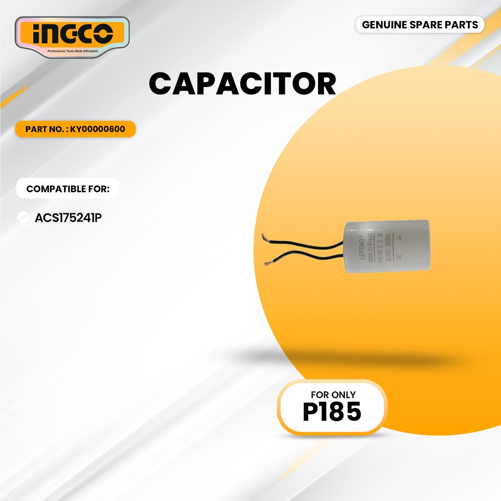 INGCO KY00000600 Capacitor for ACS175241P Air Compressor Oilless 750W 24L (1HP) ING-SP