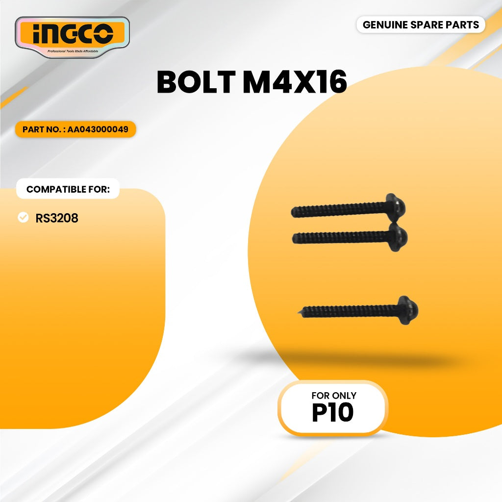 INGCO AA043000049 Bolt M4x16 for RS3208 Rotary Sander 320W ING-SP