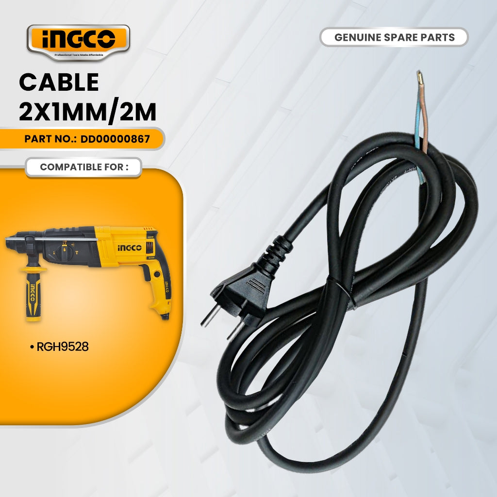 INGCO DD00000867 Cable 2X1mm² 2M for RGH9528 Rotary Hammer 950W ING-SP
