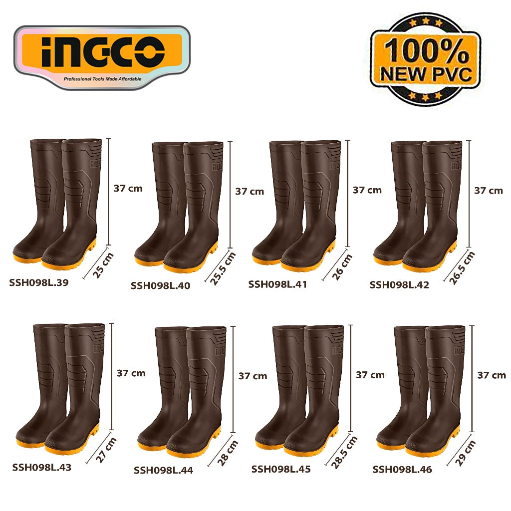 ingco rain boots 100% waterproof virgin pvc with high resistance to alkali (brown) SSH098L.39 alternate view