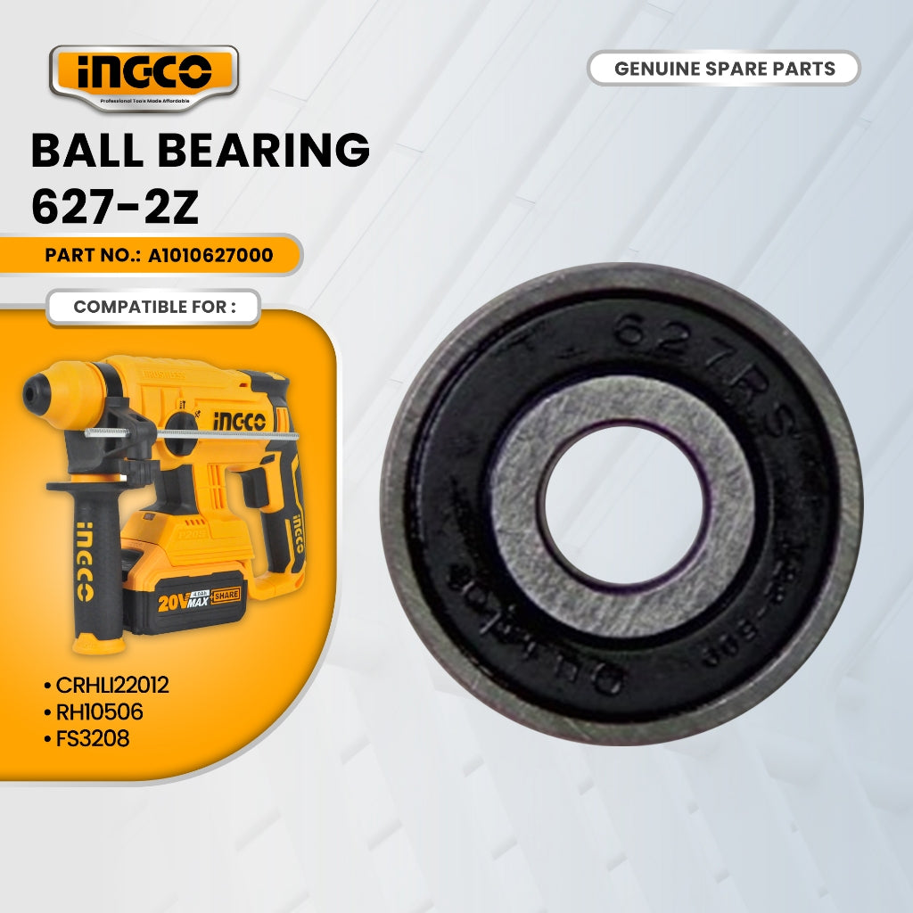 INGCO A1010627000 Ball Bearing 627-2Z for CRHLI22012 Li-Ion Rotary Hammer 20V BL Motor ING-SP