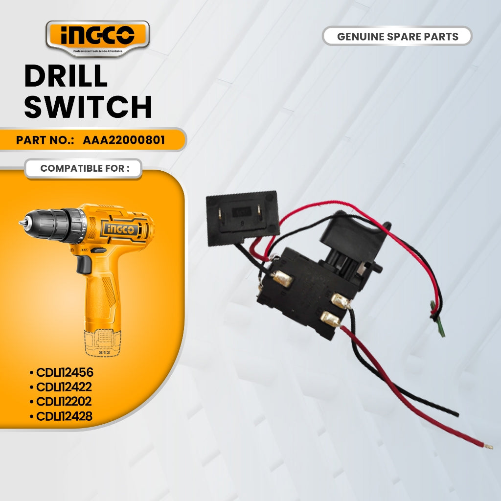 INGCO AAA22000801 Drill Switch for CDLI12422 Cordless Li-Ion Drill 12V 1.5AH ING-SP