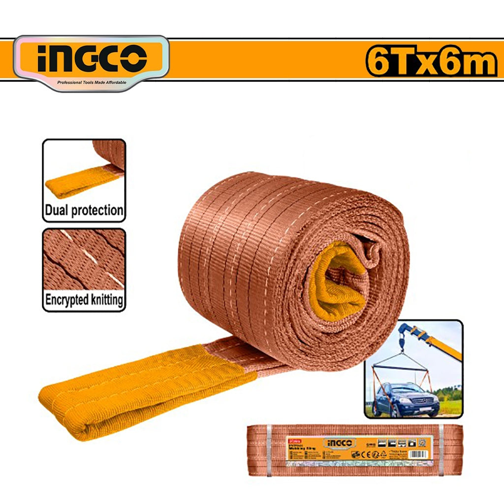 Ingco 6Tx6M Webbing Sling Great for Heavy Lifting Polyester Construction HWSP0606 ING-HT