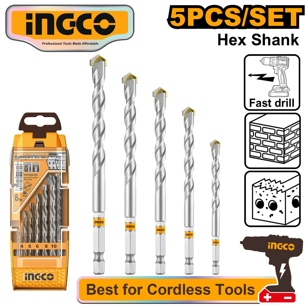 Ingco 5pcs Masonry Drill Bits Set AKDB6055 ING-HT
