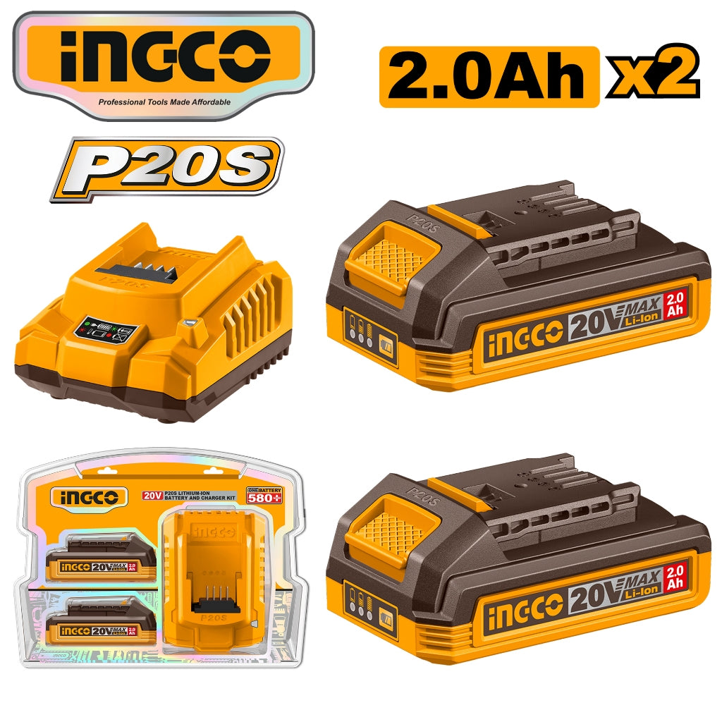 Ingco P20S/20V Lithium-Ion Battery and Charger Kit FBCPK2212 ING-CT