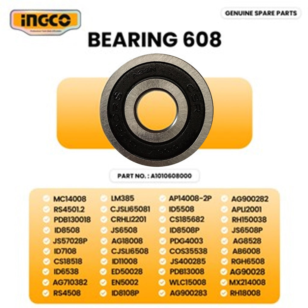 INGCO A1010608000 Impact Drill, Rotary Hammer, Circular Saw and Selected Tools Bearing 608 ING-SP