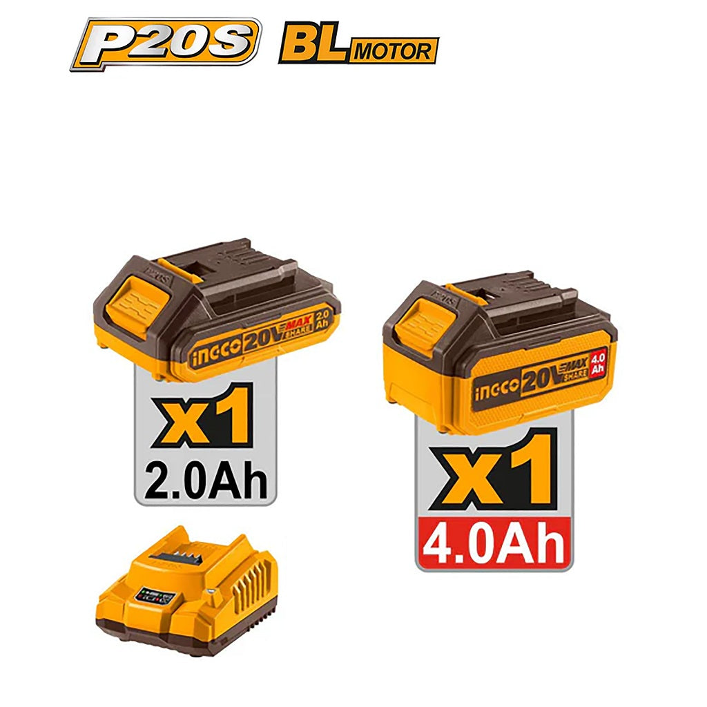 Ingco P20S/20V 3PCS Combo Kit Lithium-Ion Cordless Drive Ratchet, Heat Gun & Work Lamp