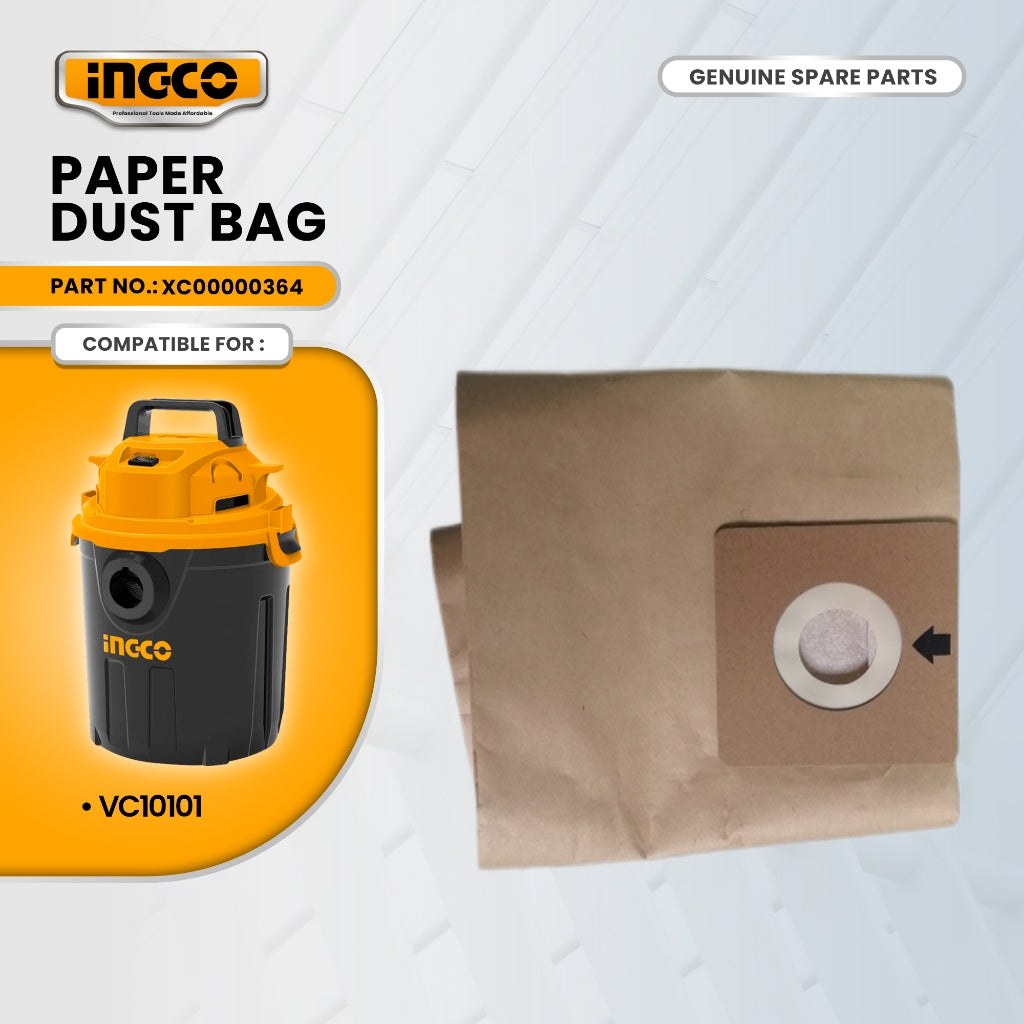 INGCO XC00000364 Paper Dust Bag for VC10101 Vacuum Cleaner 1000W ING-SP