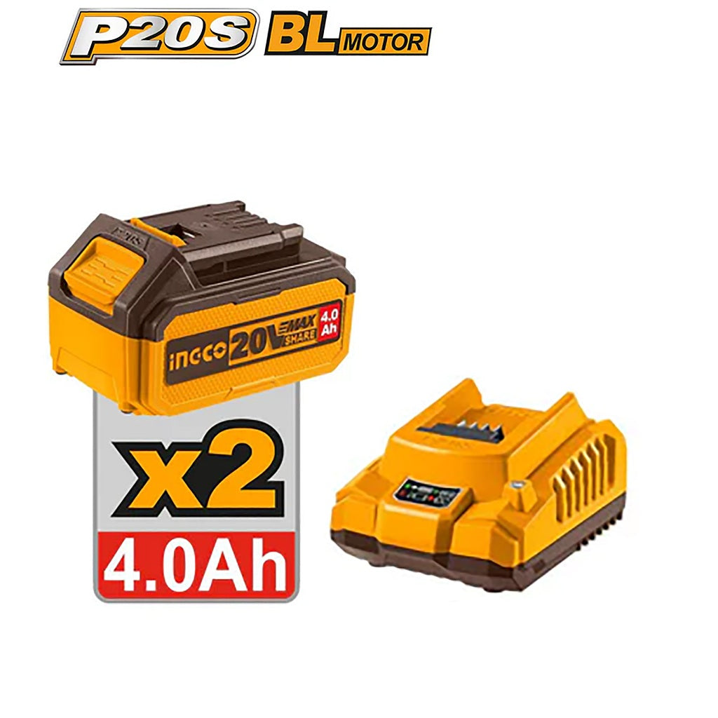 Ingco P20S/20V 3PCS Combo Kit with Lithium-Ion Cordless Heat Gun, Brad Nailer & Work Lamp