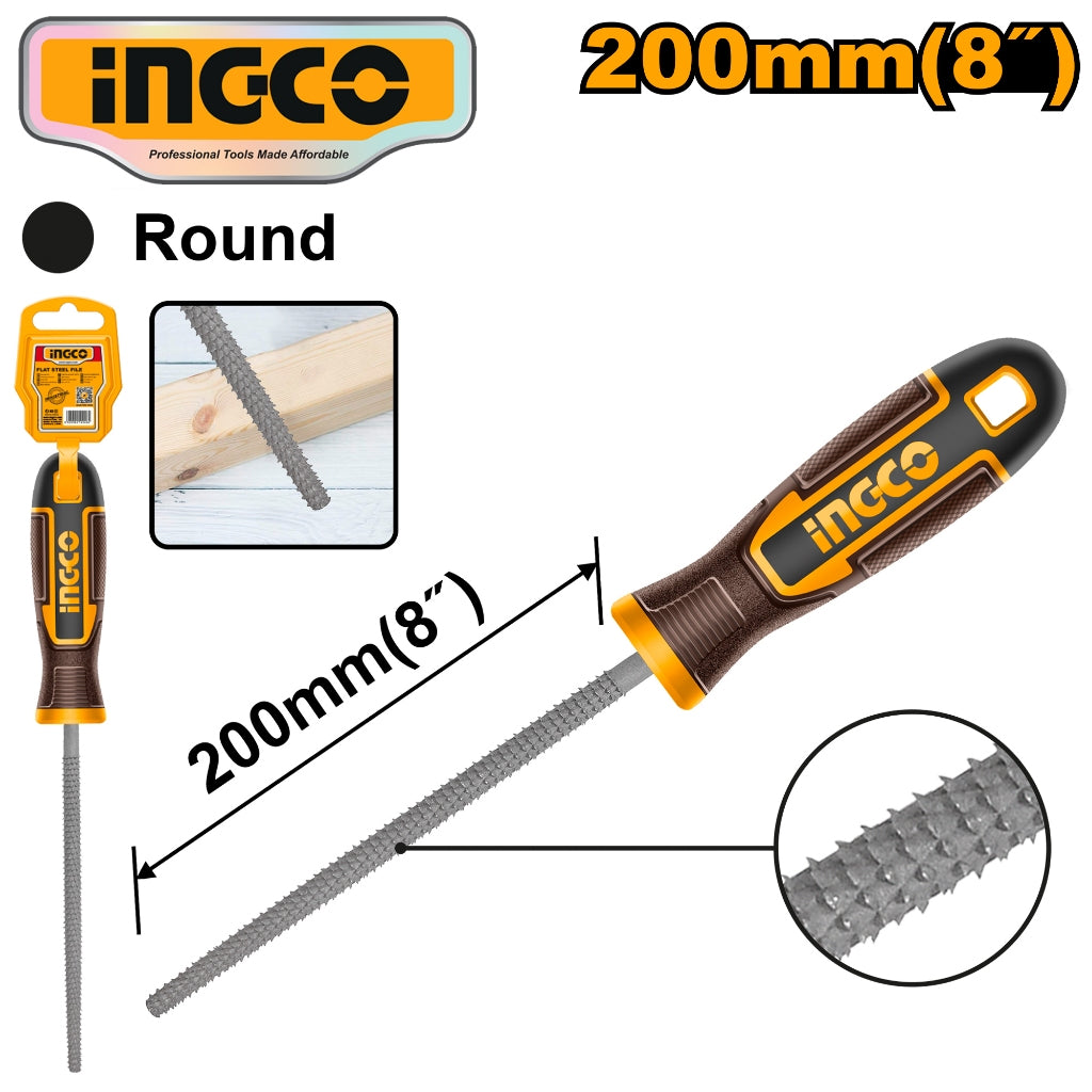 Ingco Round Wood File 200mm HWRF088 ING-HT