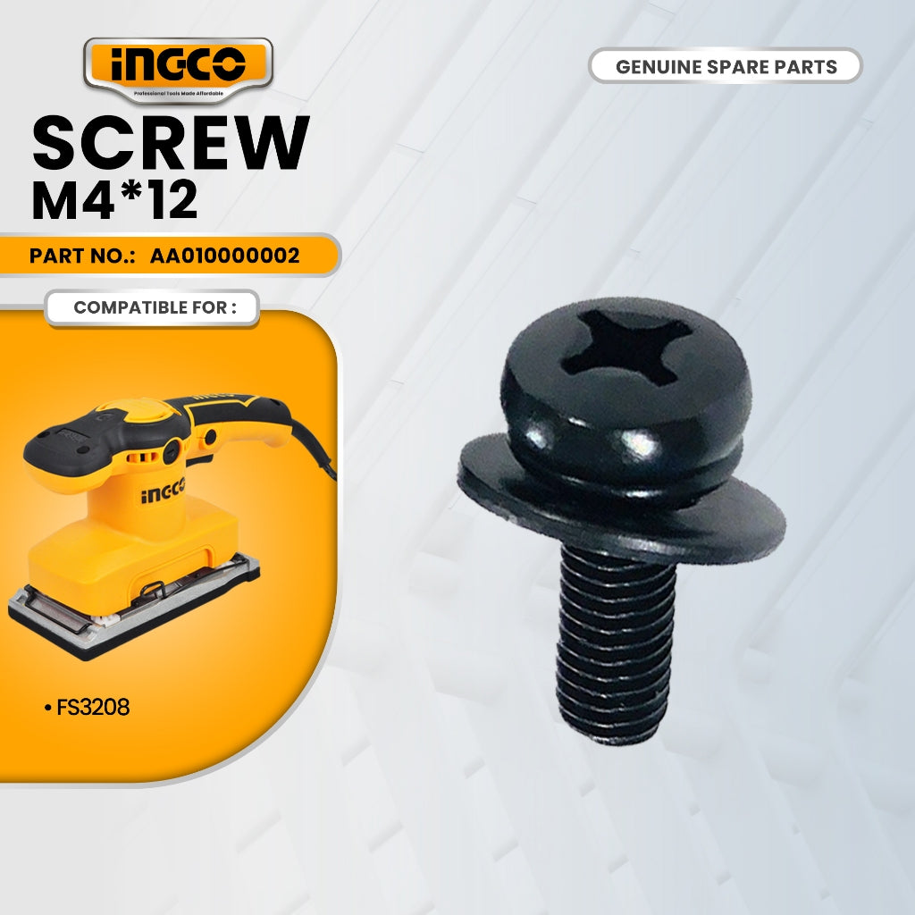 INGCO AA010000002 Screw M4*12 for FS3208 Finishing Sander 320W ING-SP