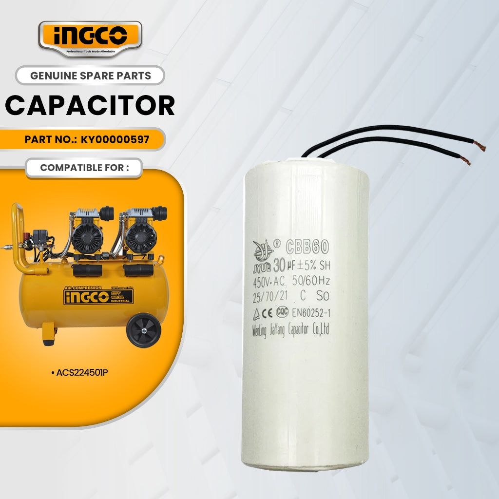 INGCO KY00000597 Capacitor for ACS224501P Air Compressor Oilless (X2) 1500W (4HP) 50L ING-SP