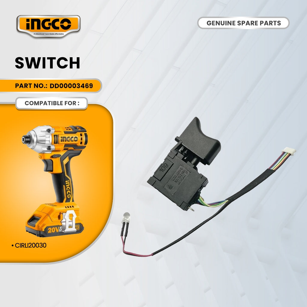 INGCO DD00003469 Switch for CIRLI20030 20V Cordless Li-Ion Impact Driver 20V ING-SP