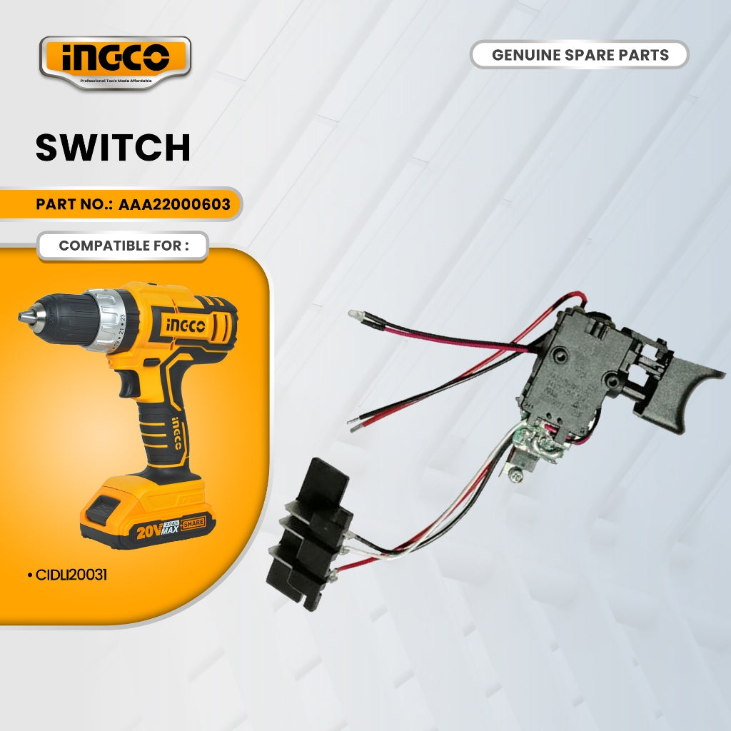 INGCO AAA22000603 Switch for CIDLI20031 Li-Ion Impact Drill 20V 13mm ING-SP