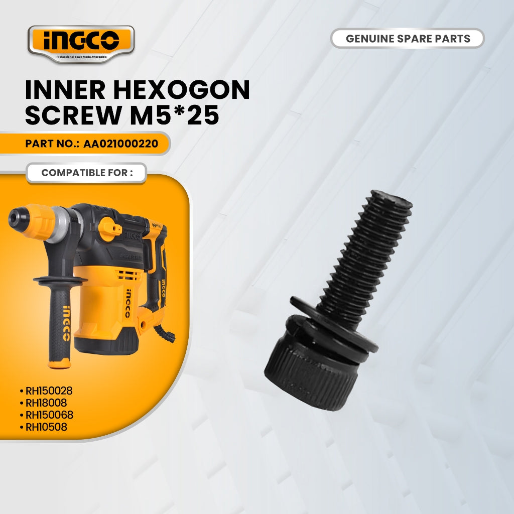 INGCO AA021000220 Inner Hexogon Screw M5*25 for RH150028 Rotary Hammer Drill 1500W ING-SP